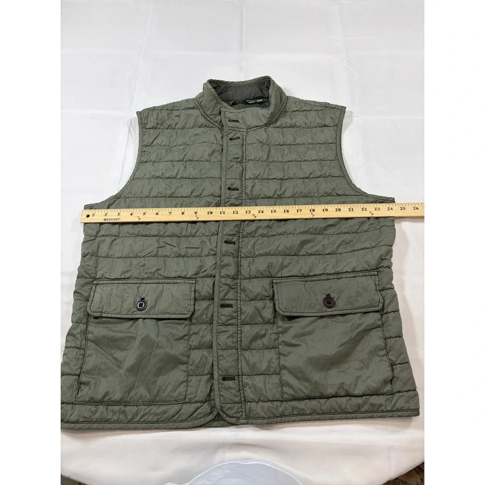 Peter Millar Greenwich Vest Mens XL Olive Green Quilted Button Front